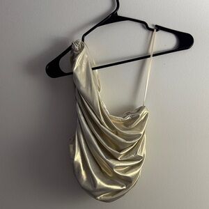 DO+BE Gold Draped Top